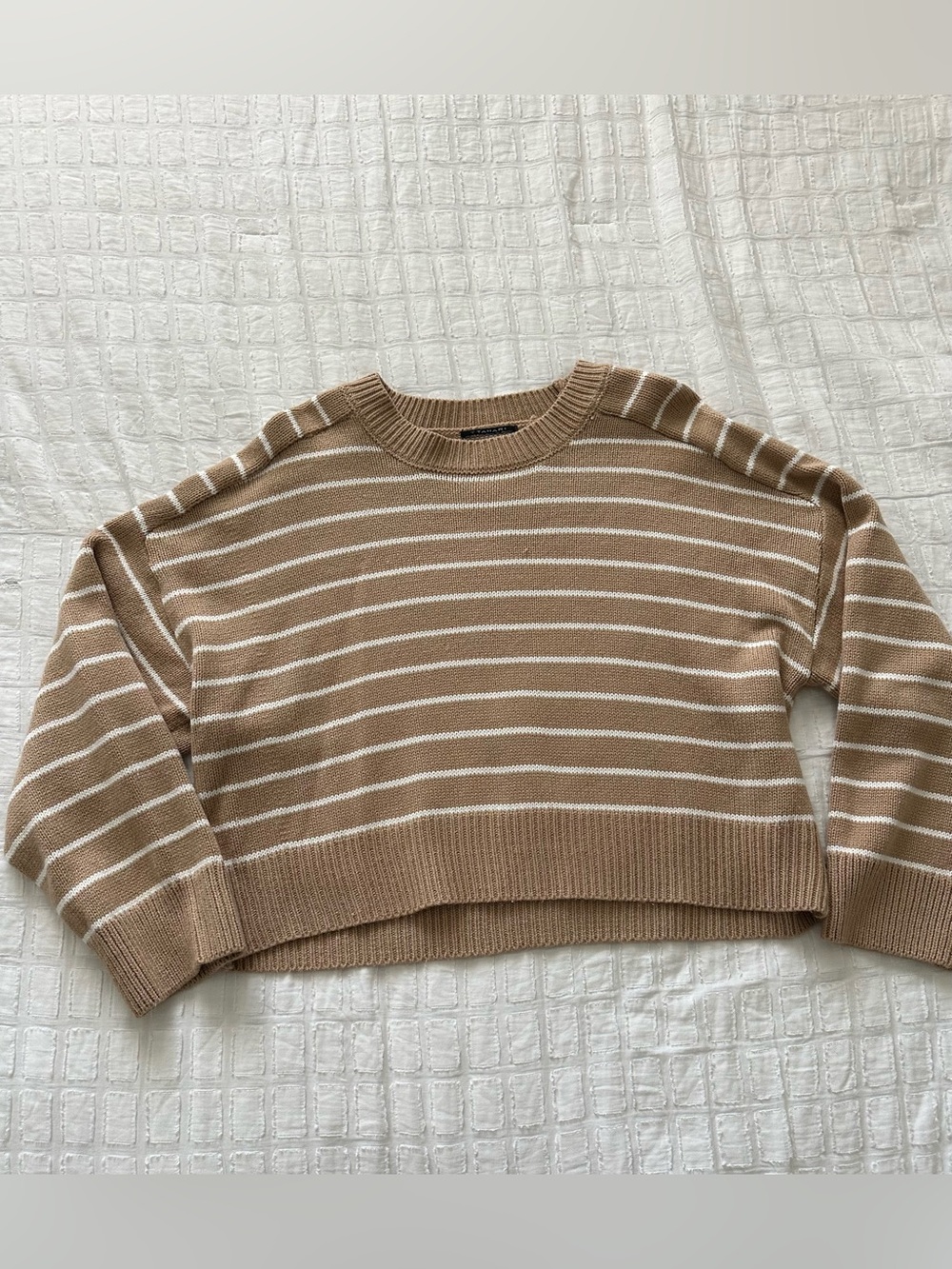 Tahari Beige & White Striped Sweater